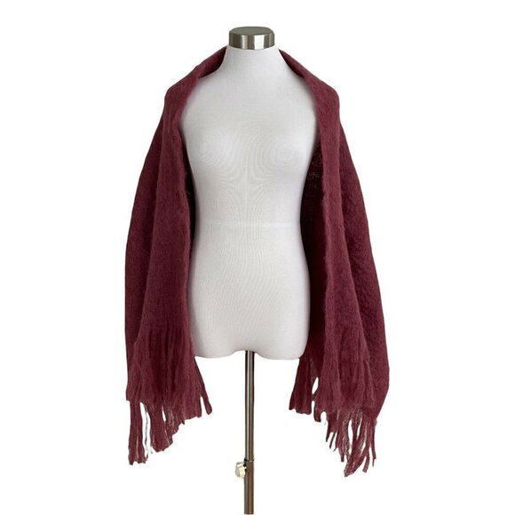 Vintage Mauve Mohair Wool Wrap Cottagecore Maiden by the Sea Shawl Boho Scarf - Picture 5 of 6